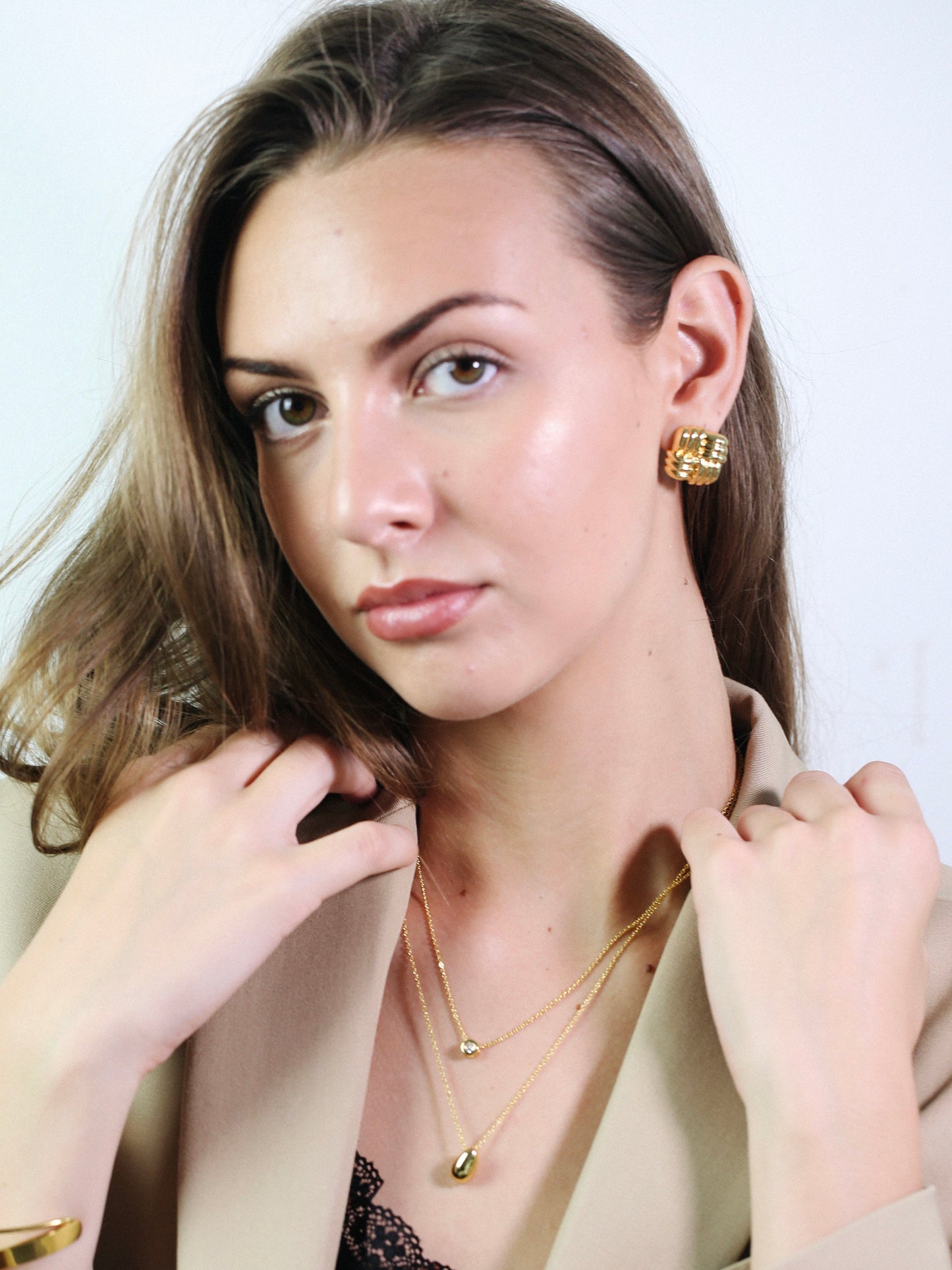 Square Woven Ear Studs