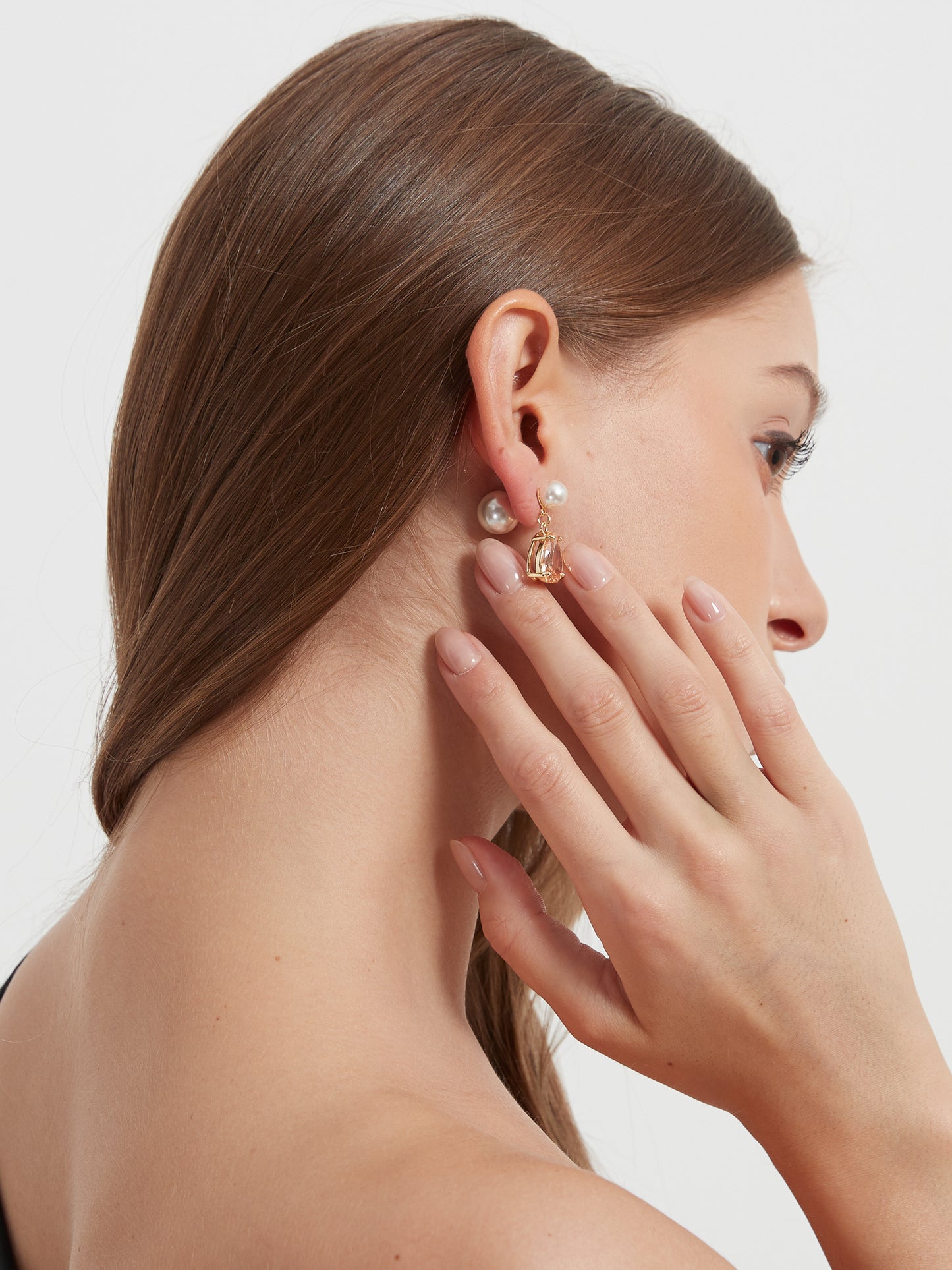 Gianna Double Pearl Pendant Earrings
