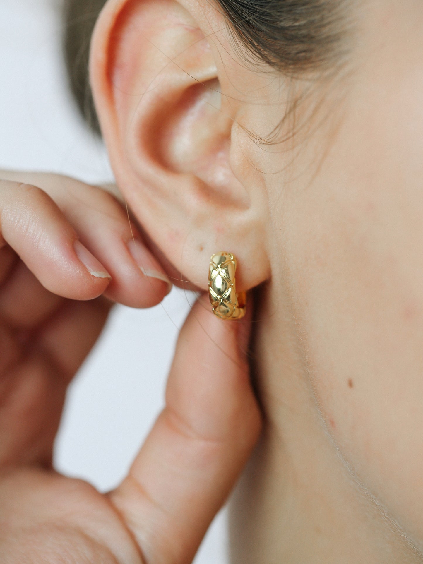 Quilted Huggie Hoop Earrings