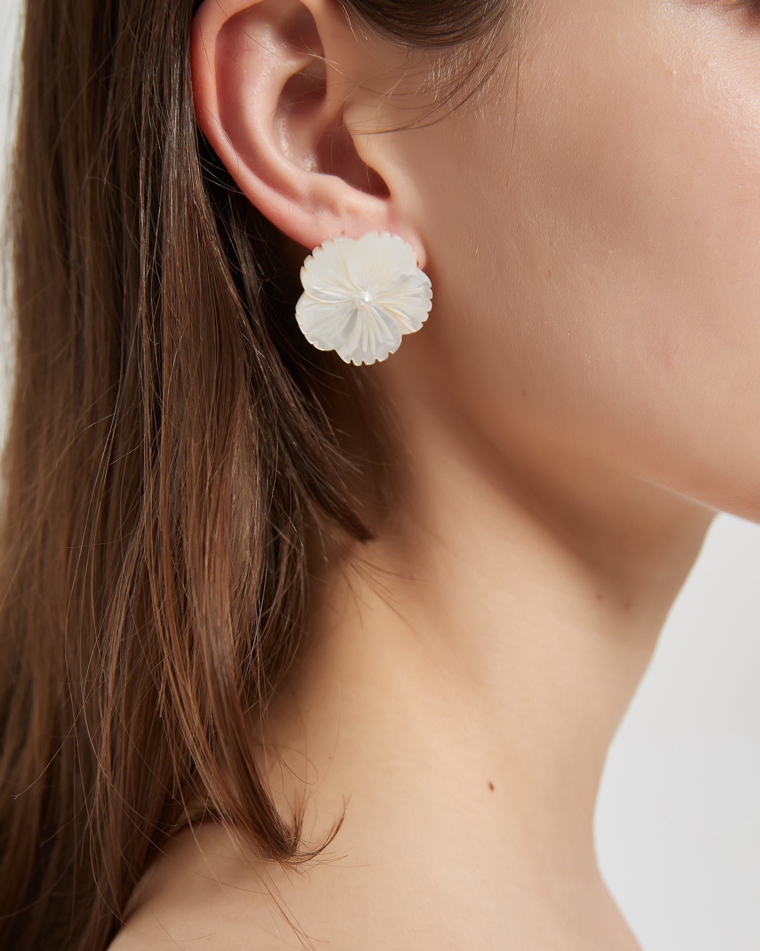 Mother of Pearl Flower Ear Studs
