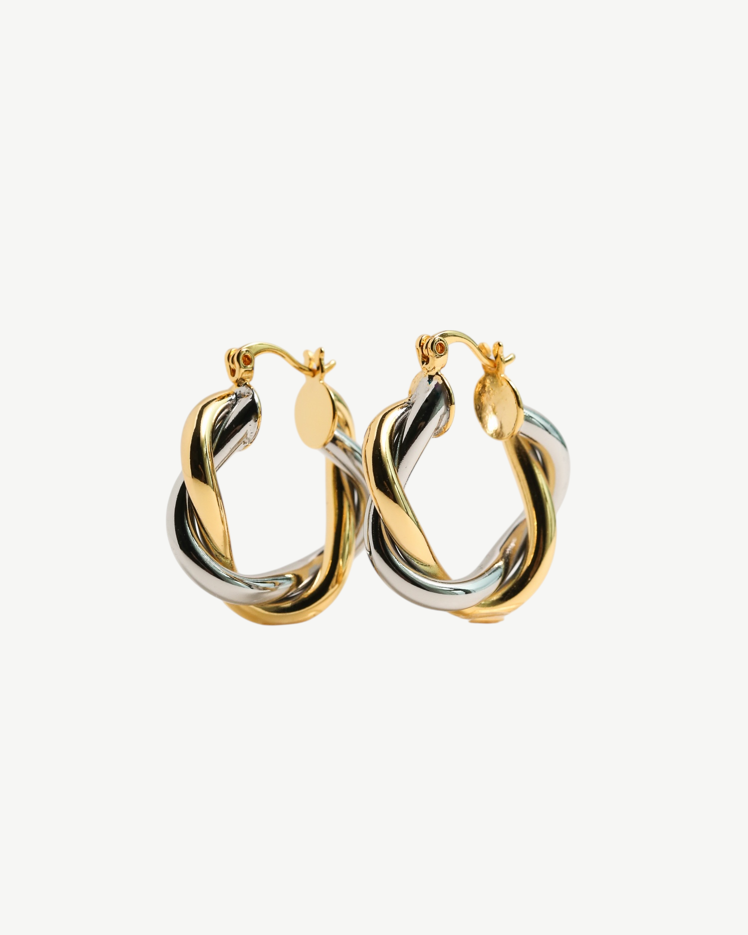 Gold And Silver Twist Hoops