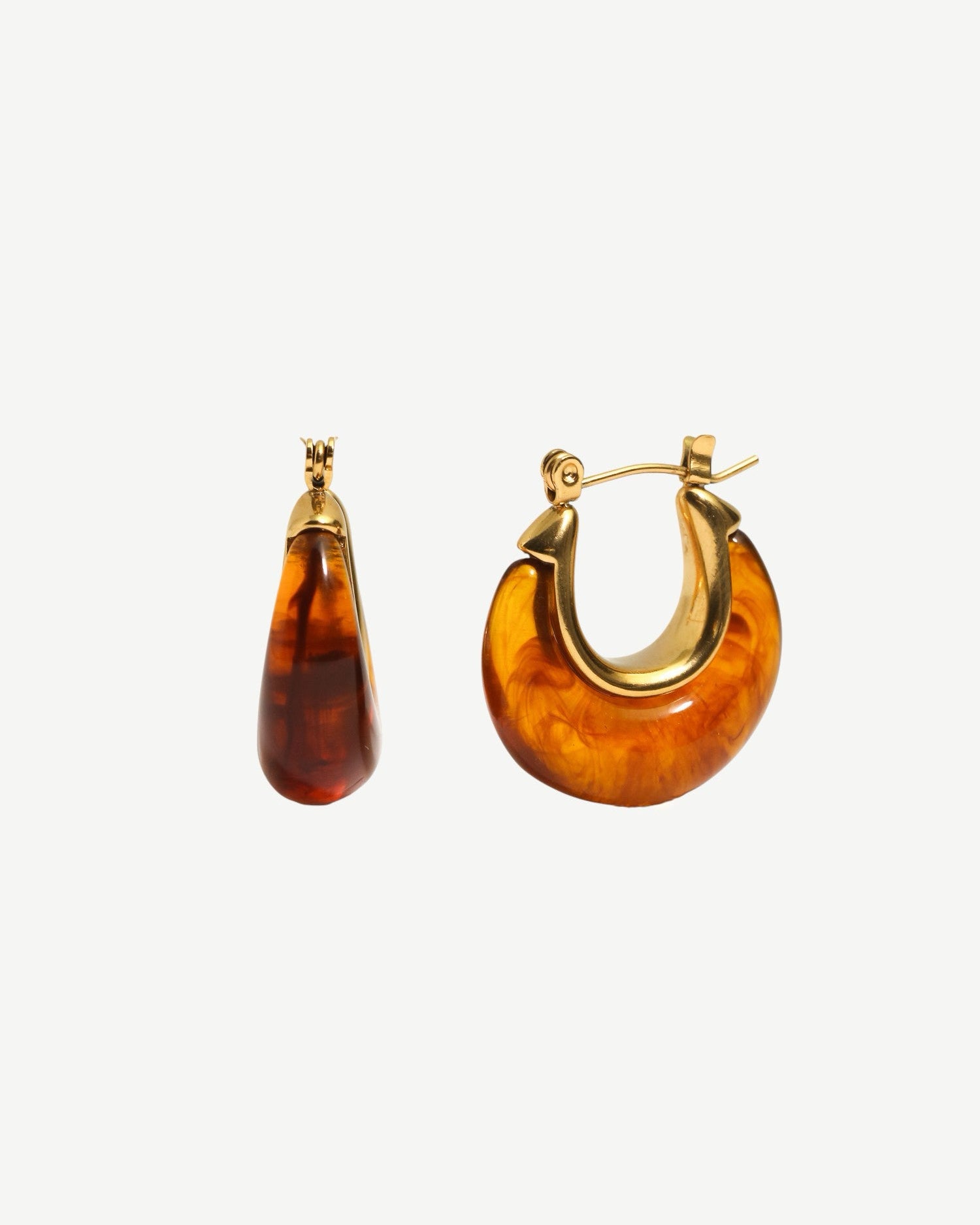 Crescent Amber Hoops