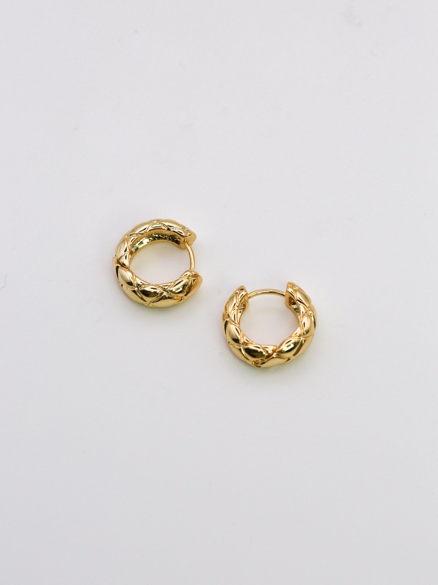 Quilted Huggie Hoop Earrings