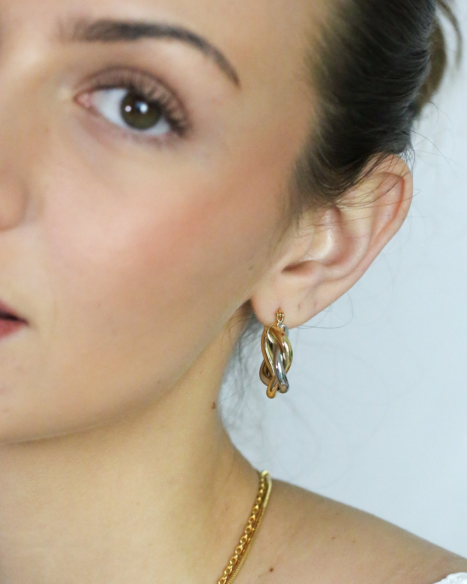 Gold And Silver Twist Hoops