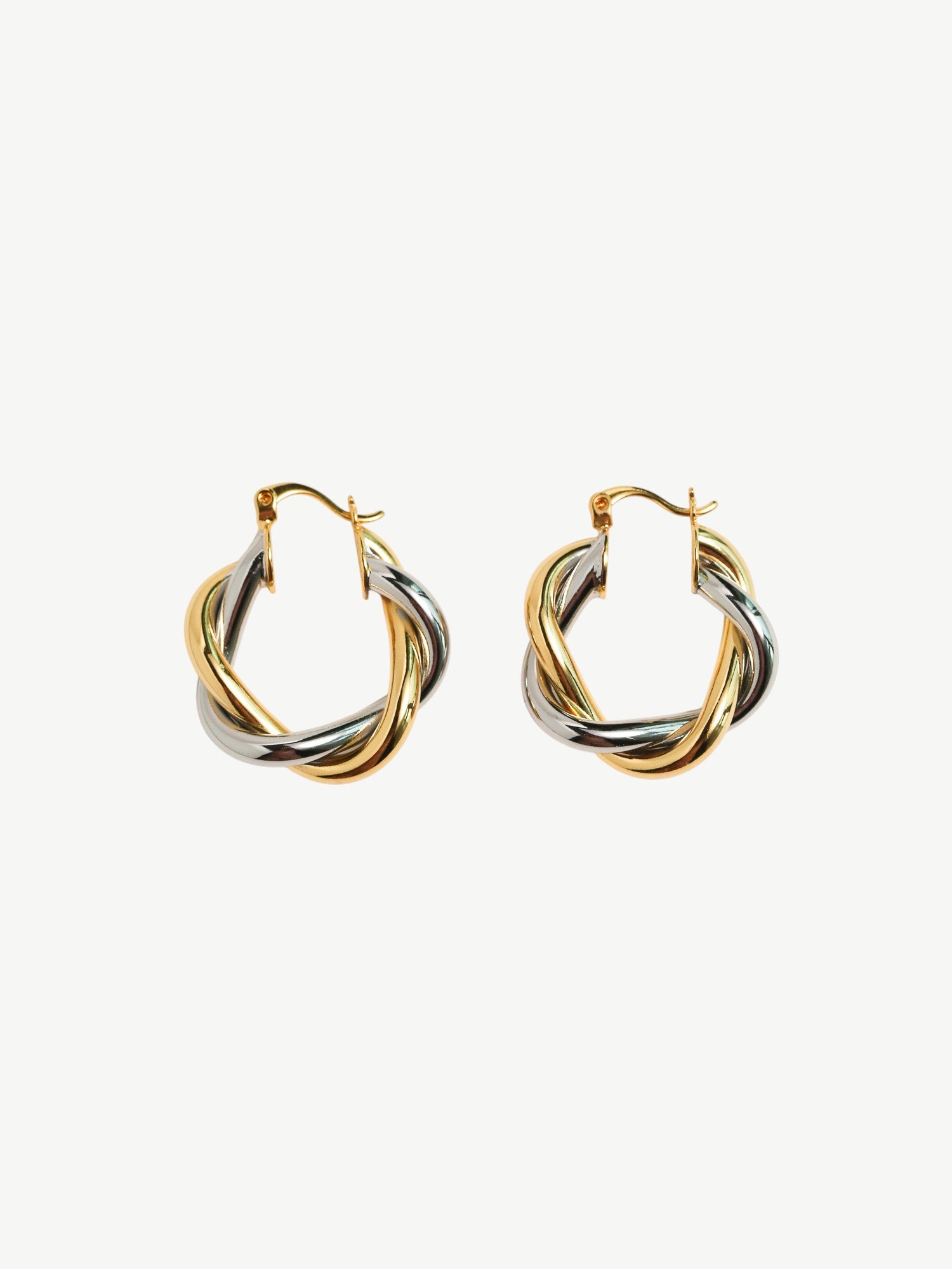 Gold And Silver Twist Hoops
