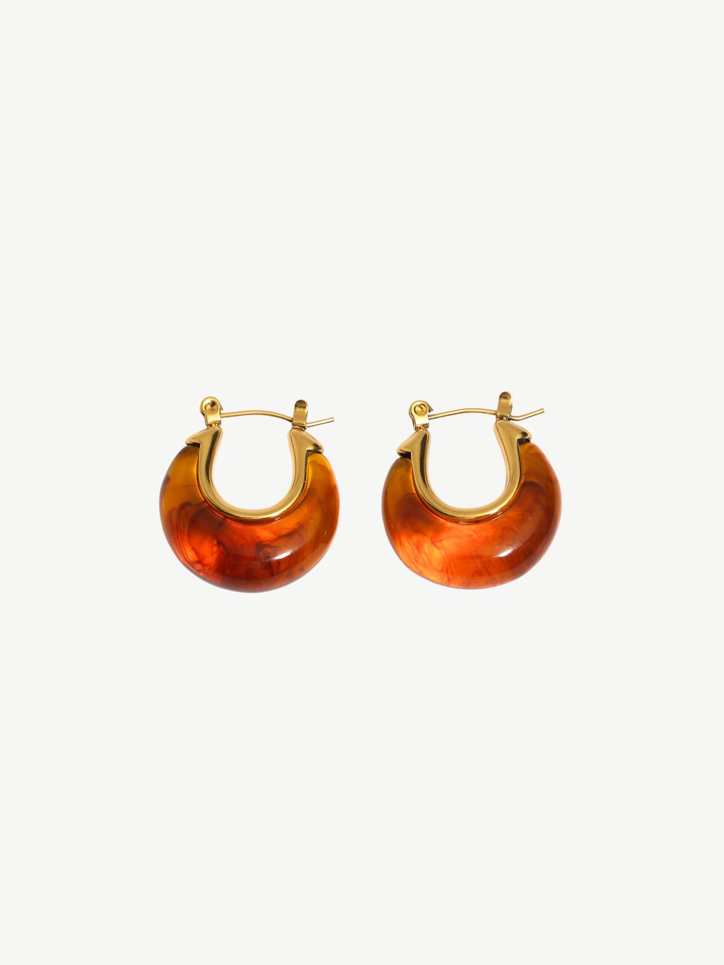 Crescent Amber Hoops