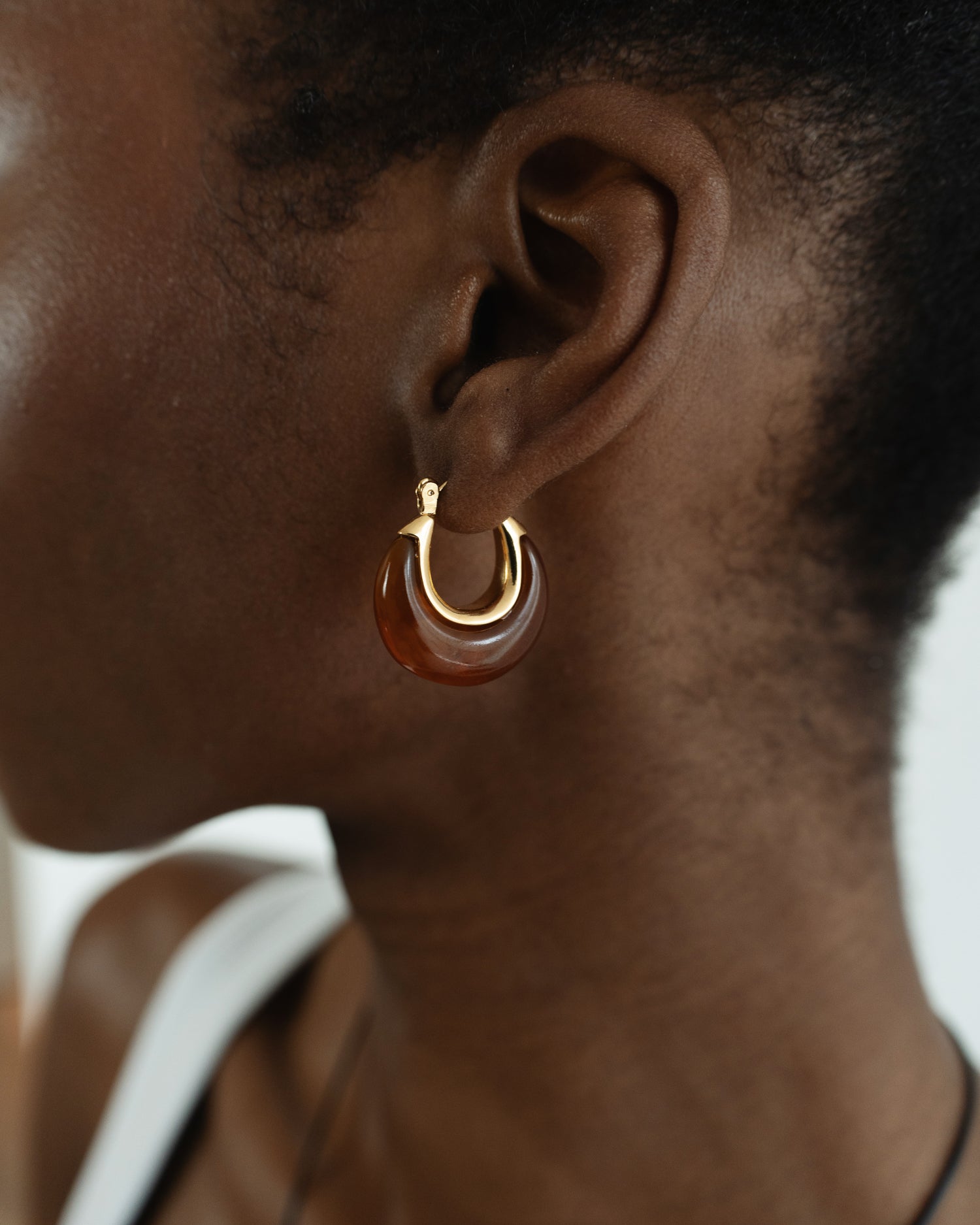 Crescent Amber Hoops