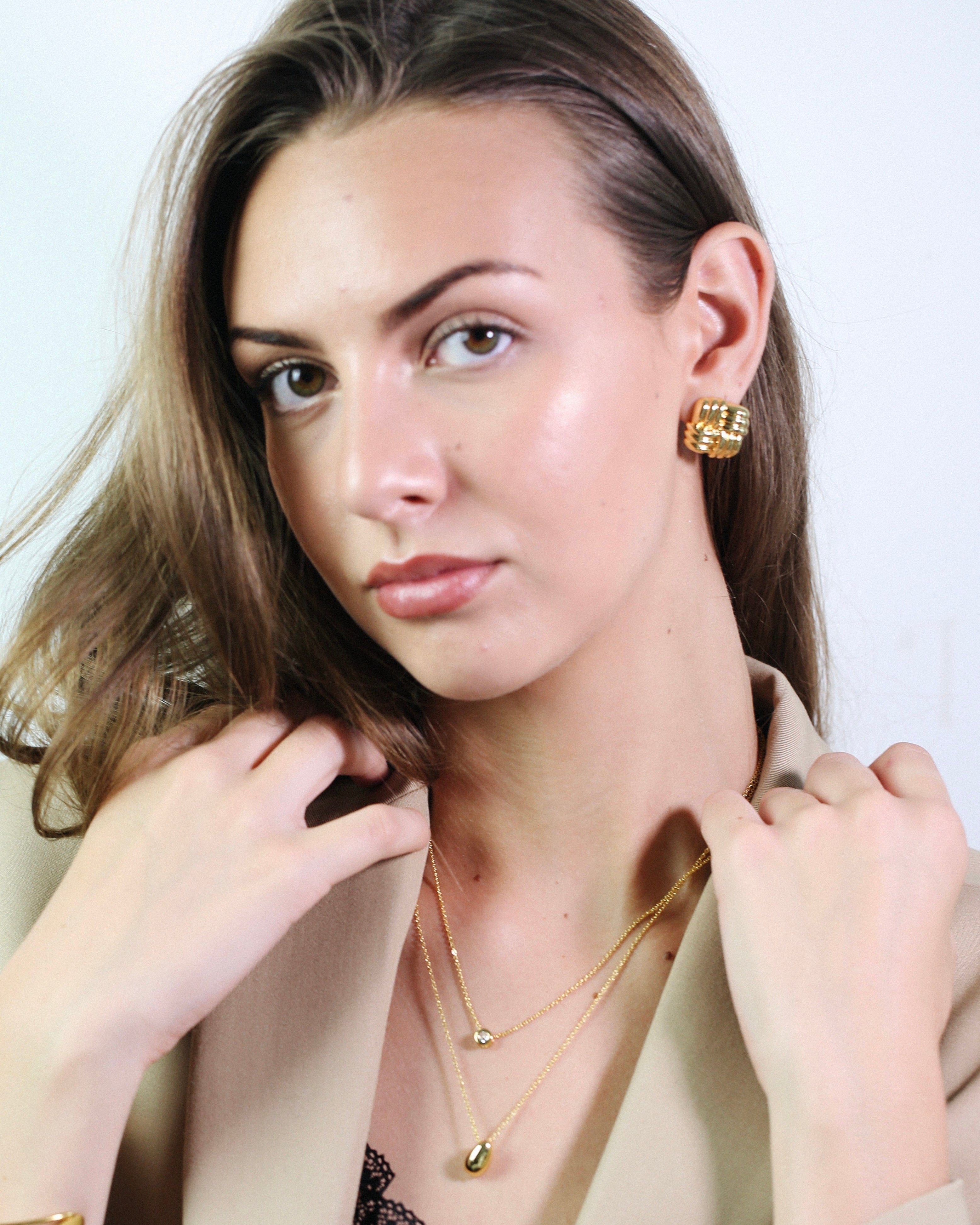 Square Woven Ear Studs