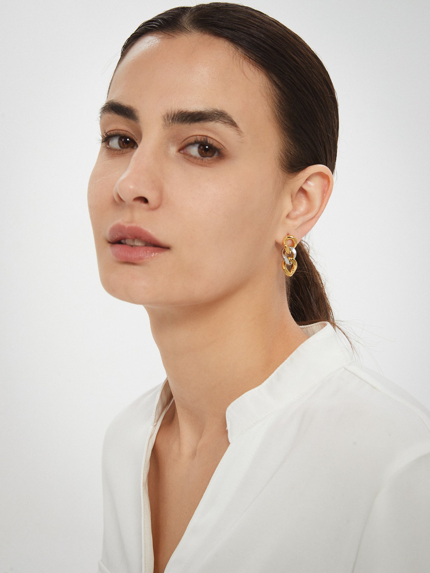 Gold and Silver Chain Drop Earrings