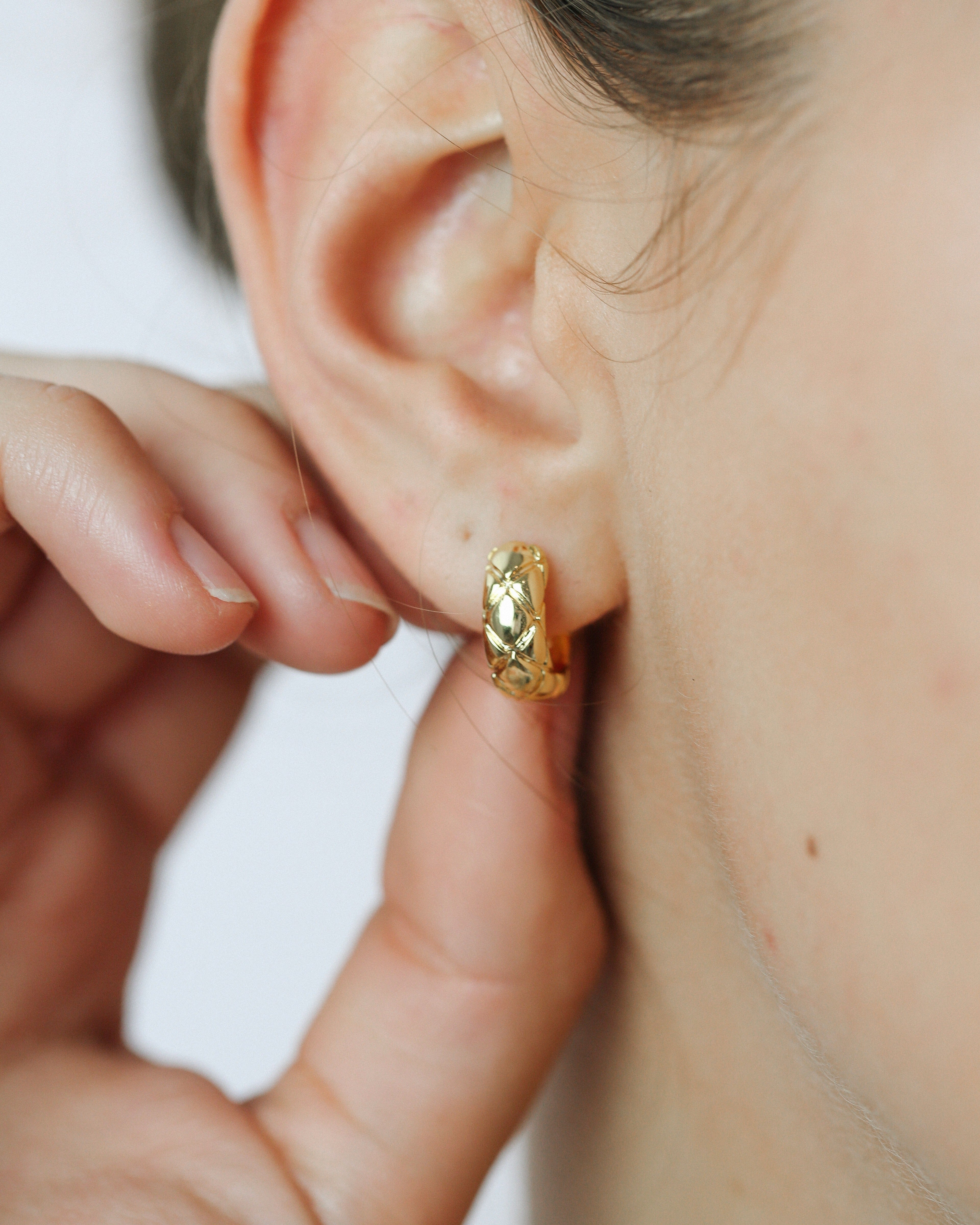 Quilted Huggie Hoop Earrings