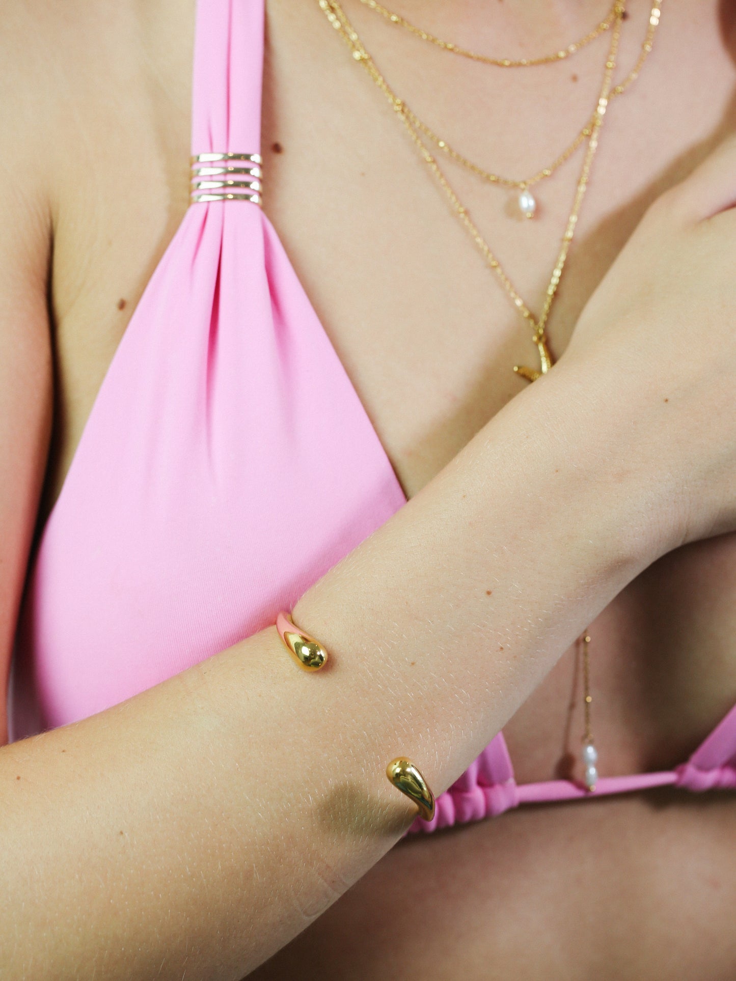 Fluid Curve Cuff Bangle Bracelet