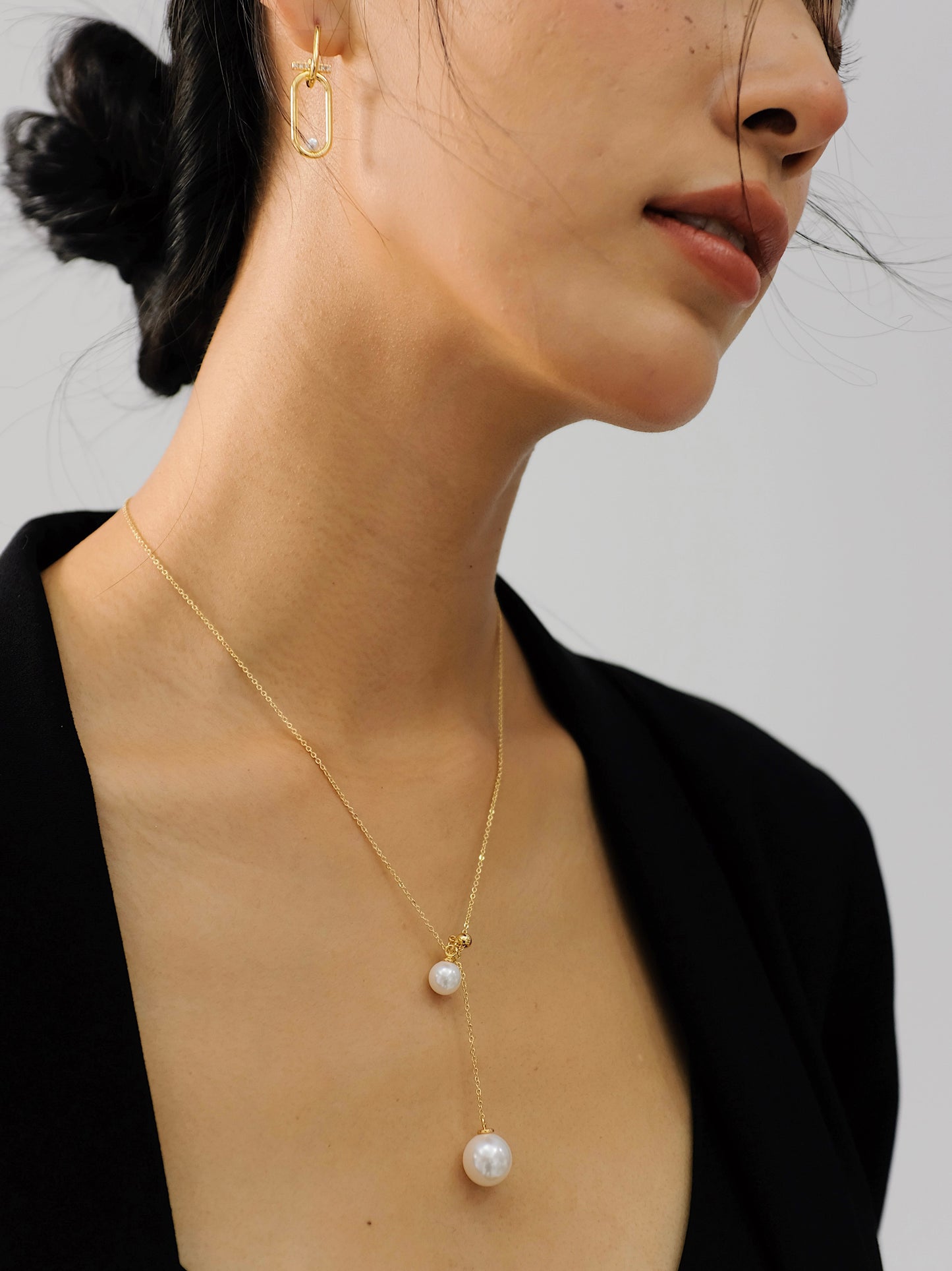 Grace Adjustable Double Pearl Chain Necklace