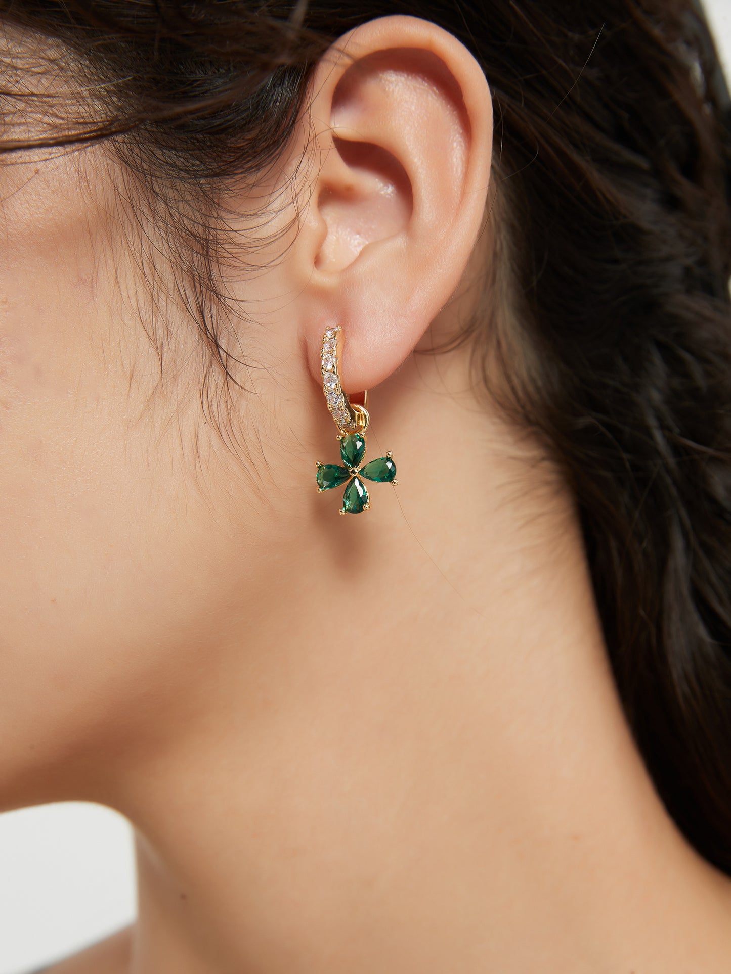 Lucky Clover Hoops Earrings