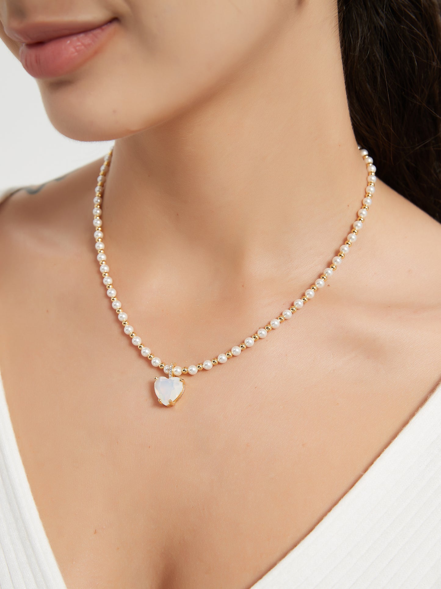 White Opal Pearl Necklace