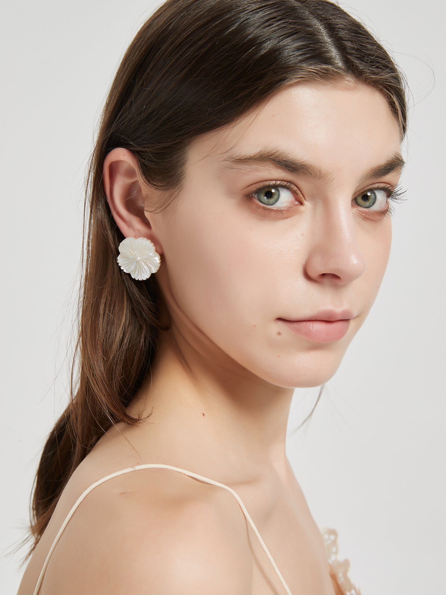 Mother of Pearl Flower Ear Studs