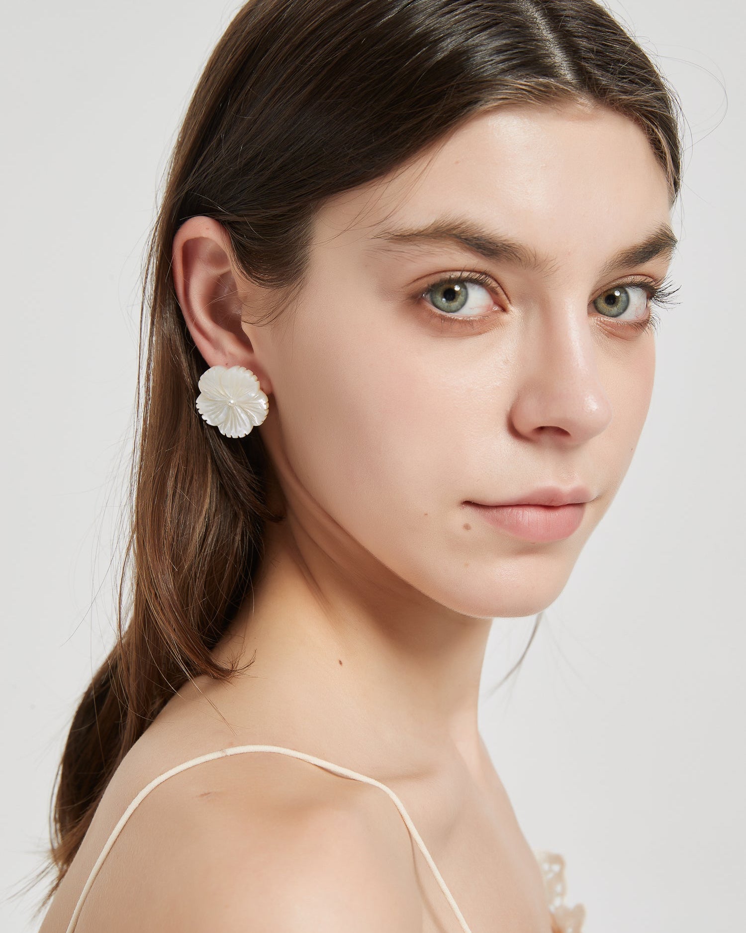 Mother of Pearl Flower Ear Studs
