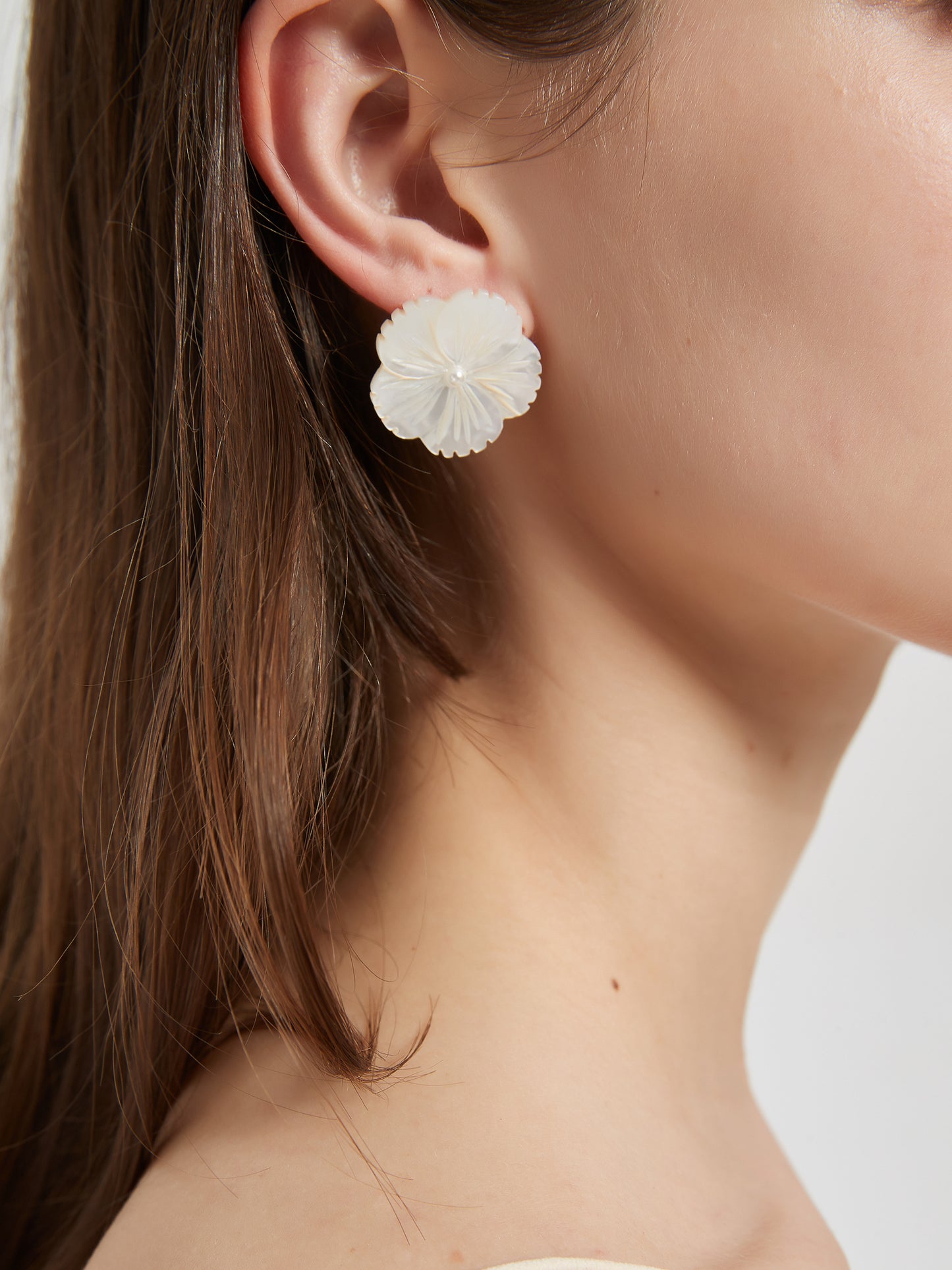 Mother of Pearl Flower Ear Studs