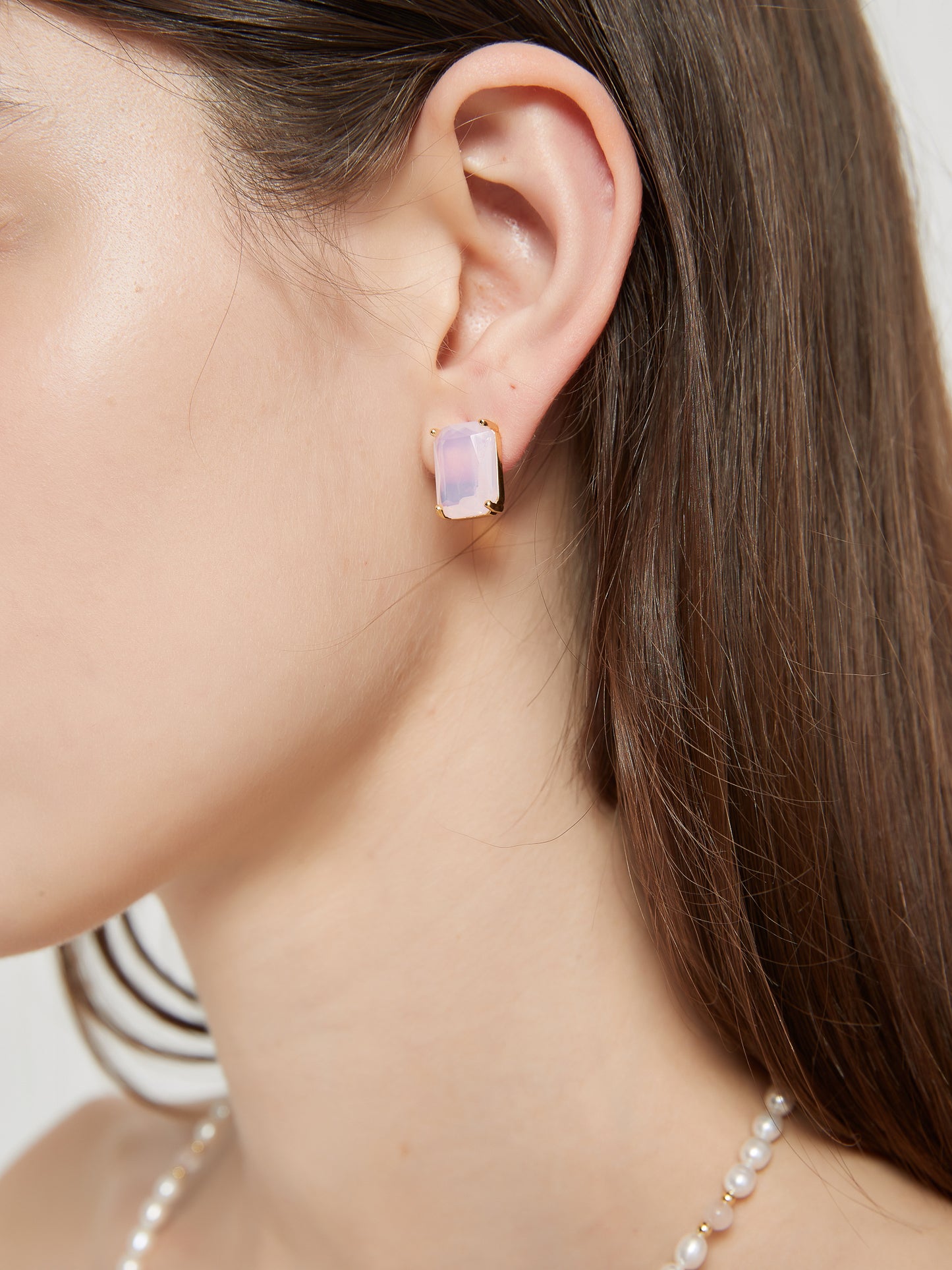 Rose Pink Opal Ear Studs