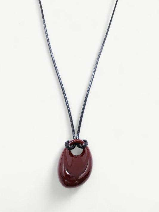 Oval Pebble Cord Necklace