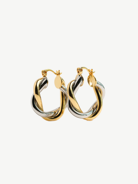 Gold And Silver Twist Hoops