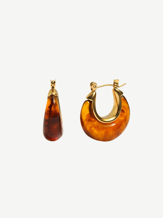 Crescent Amber Hoops