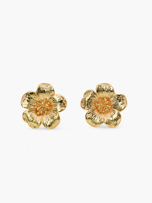 Golden Flower Ear Studs