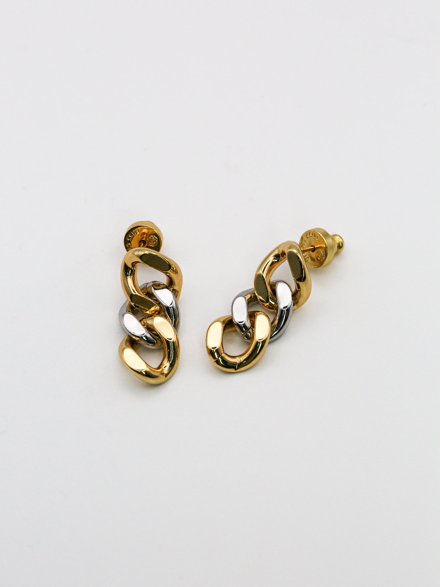 Gold and Silver Chain Drop Earrings