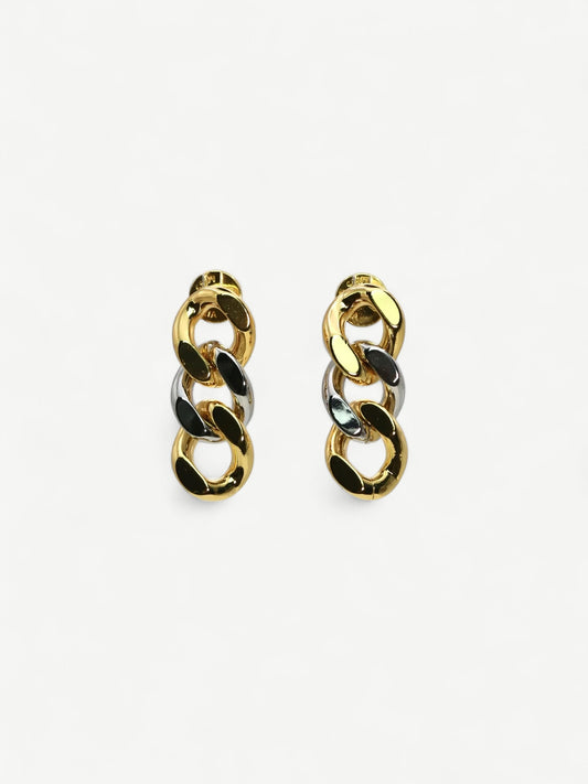 Gold and Silver Chain Drop Earrings