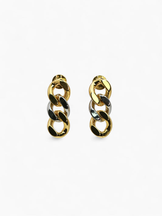 Gold and Silver Chain Drop Earrings