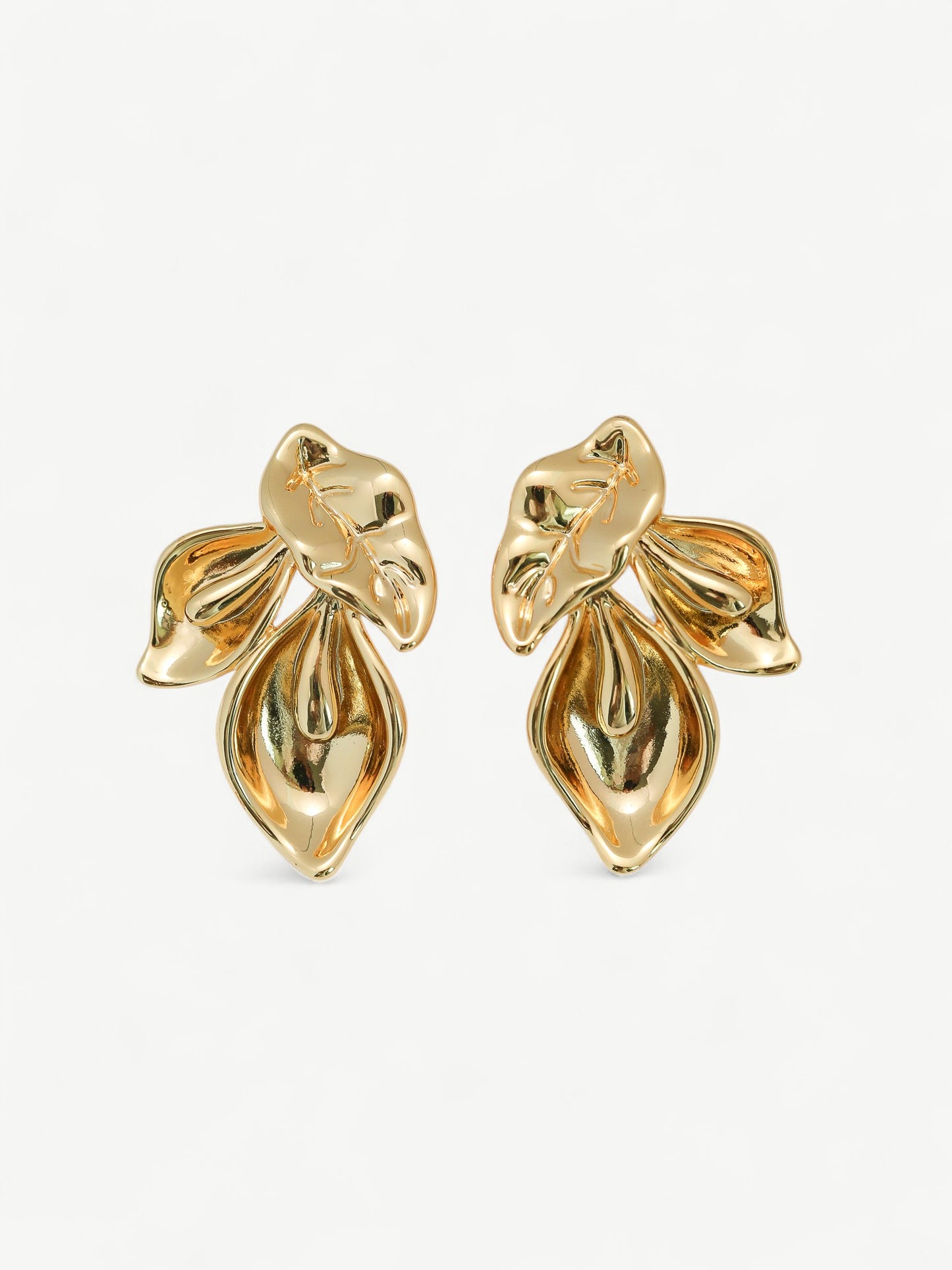 Oversized Golden Leaf Ear Studs