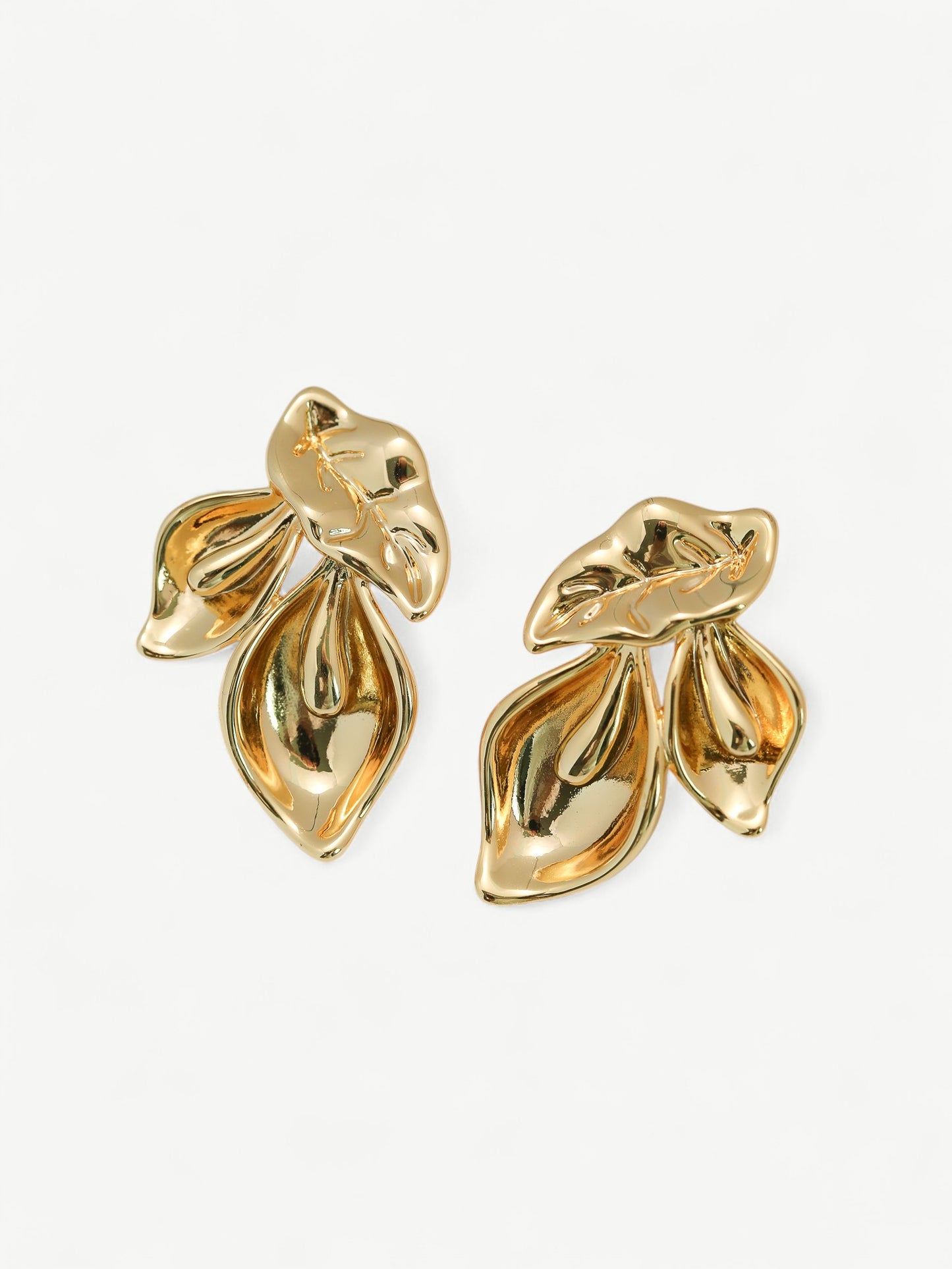 Oversized Golden Leaf Ear Studs