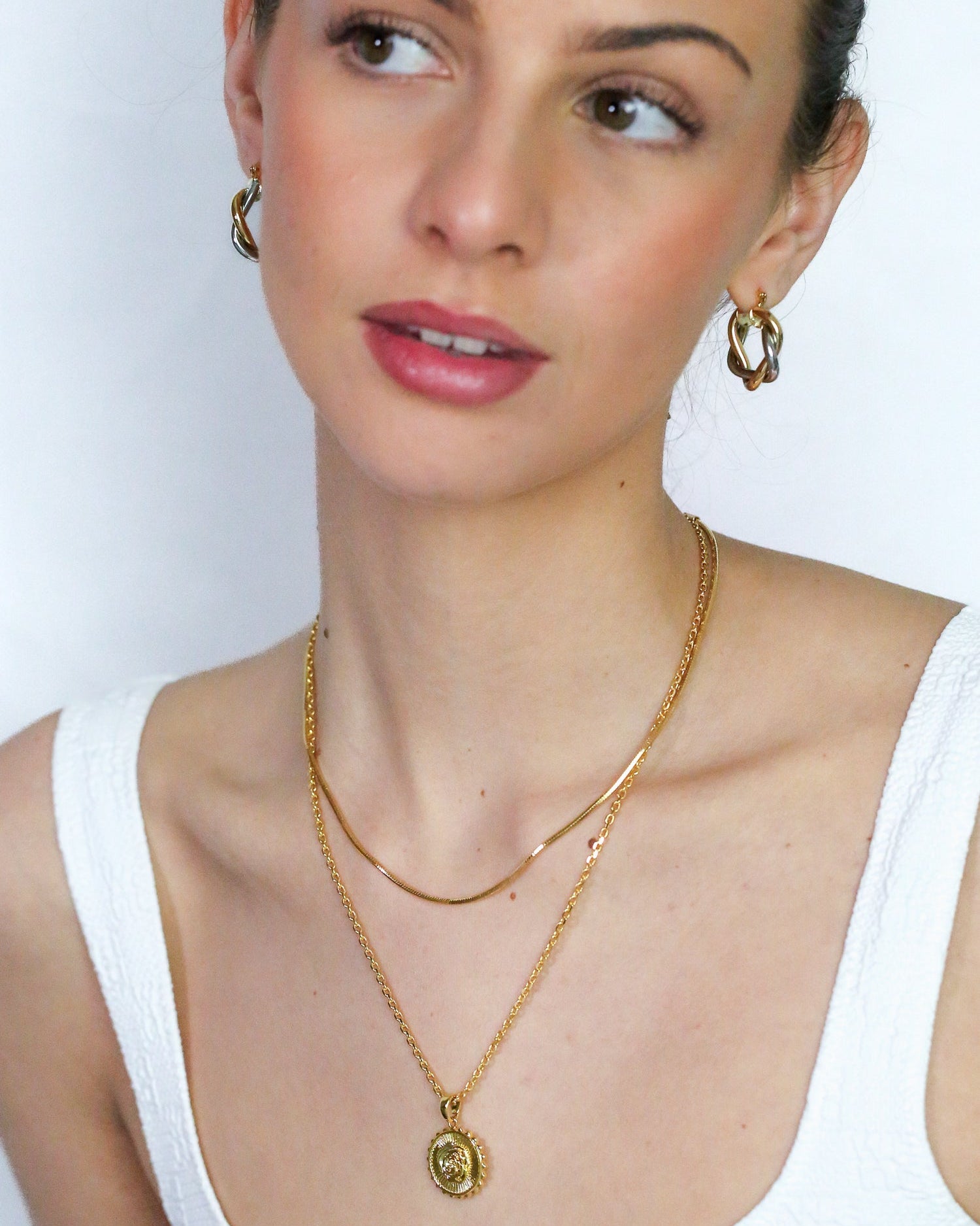 Gold And Silver Twist Hoops