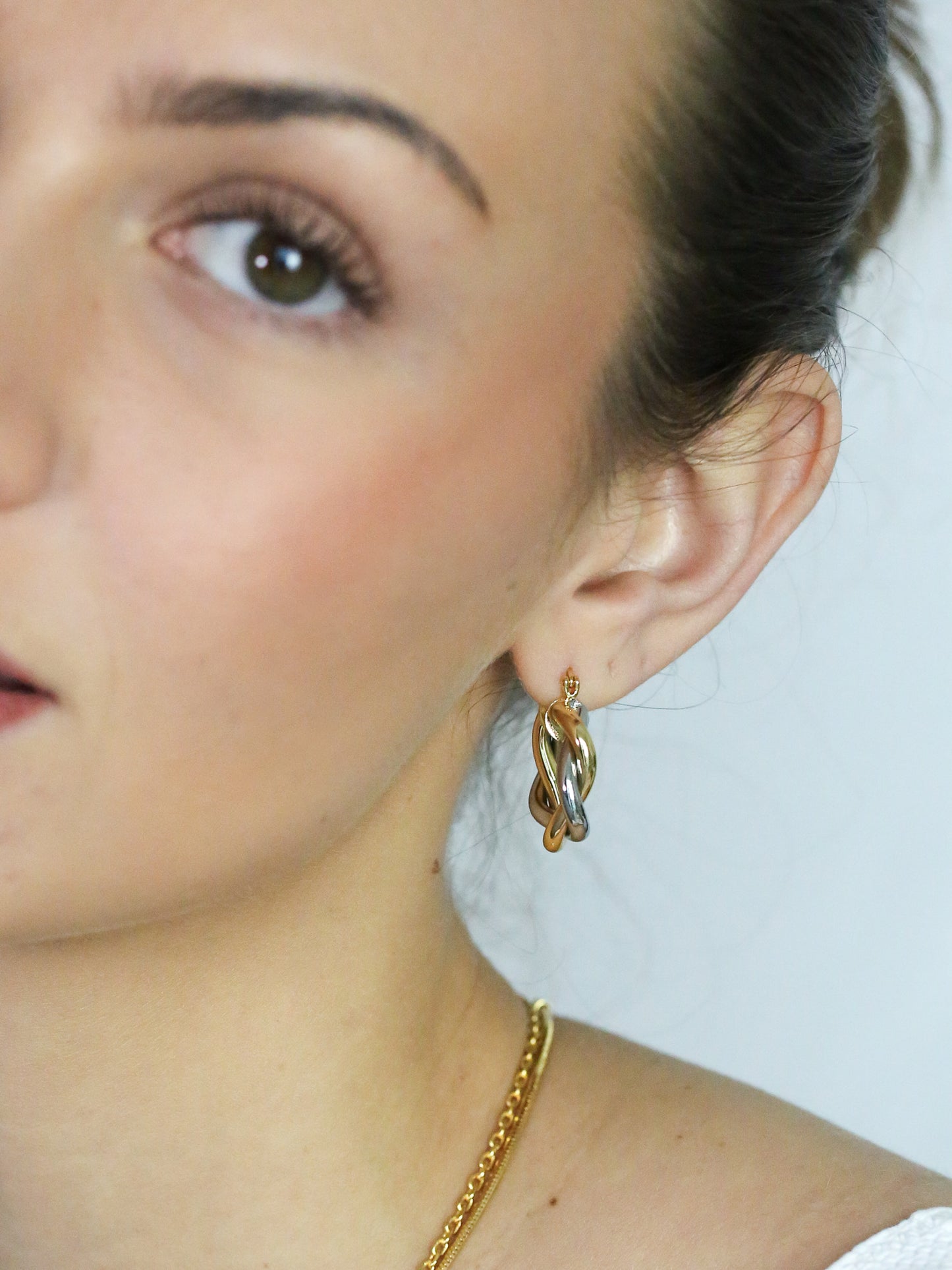 Gold And Silver Twist Hoops