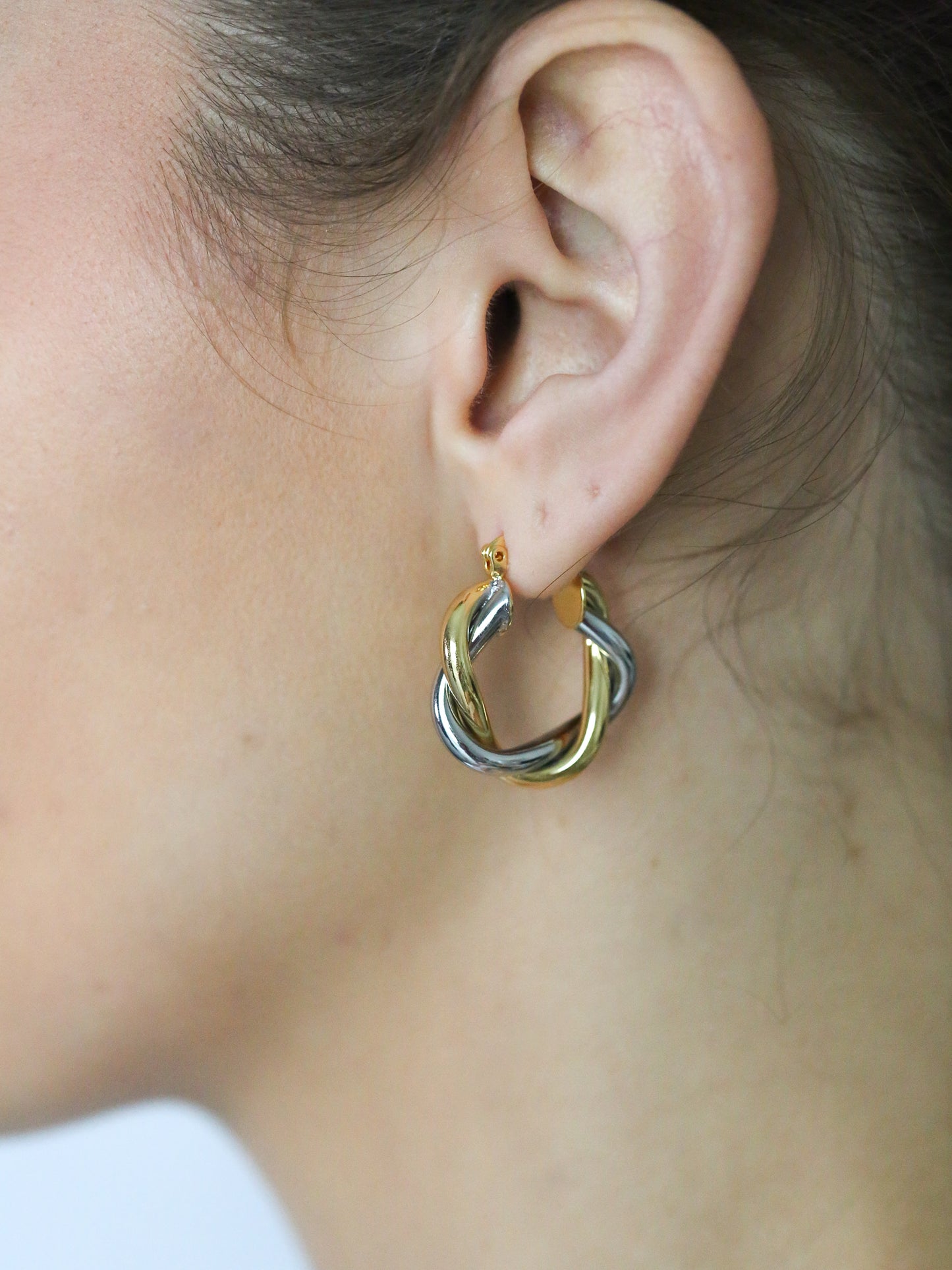 Gold And Silver Twist Hoops