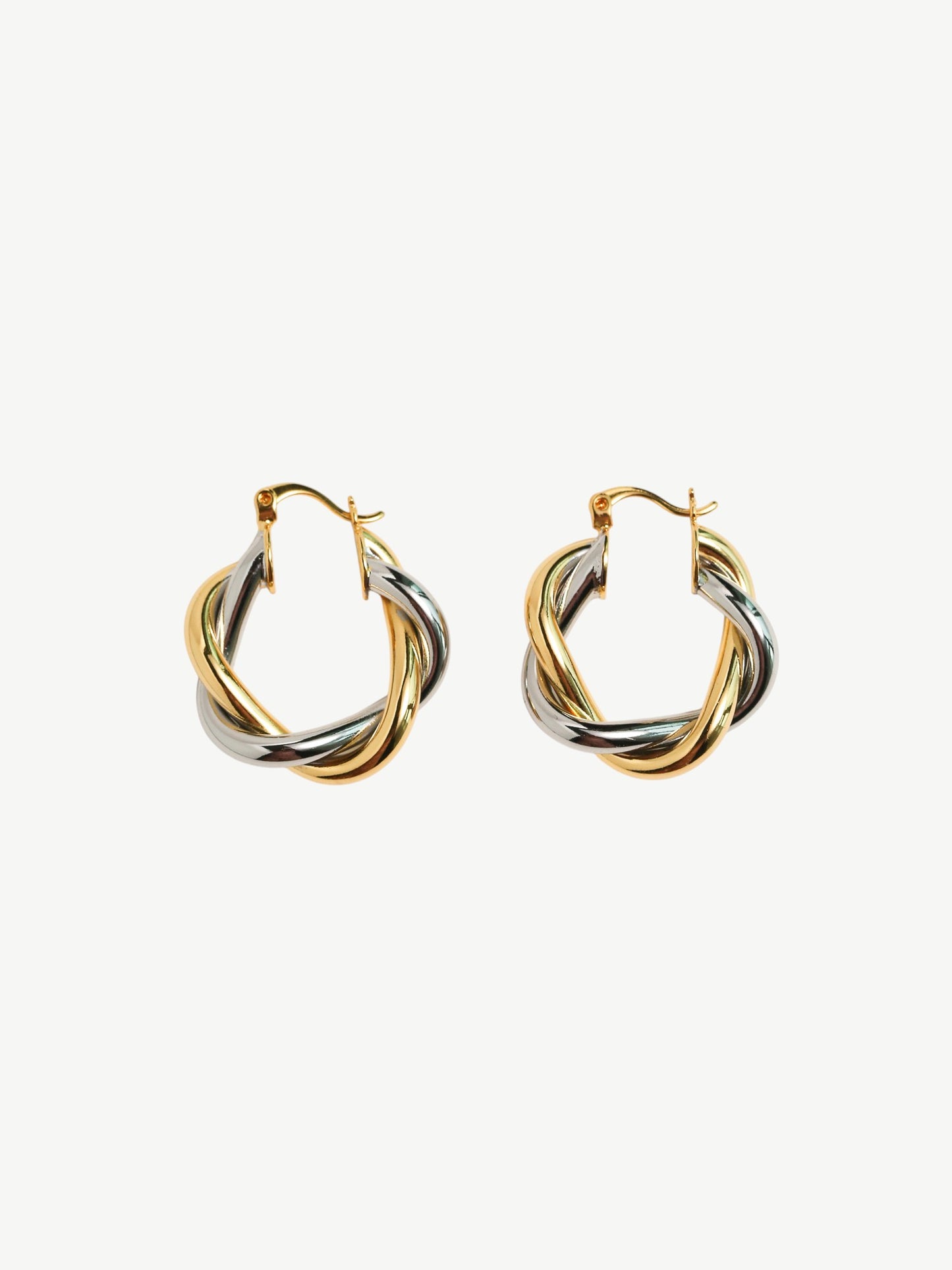 Gold And Silver Twist Hoops