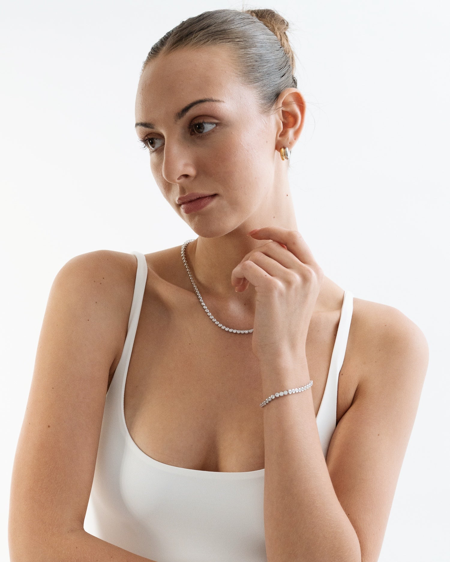 Gold and Silver Double Tone Small Hoops