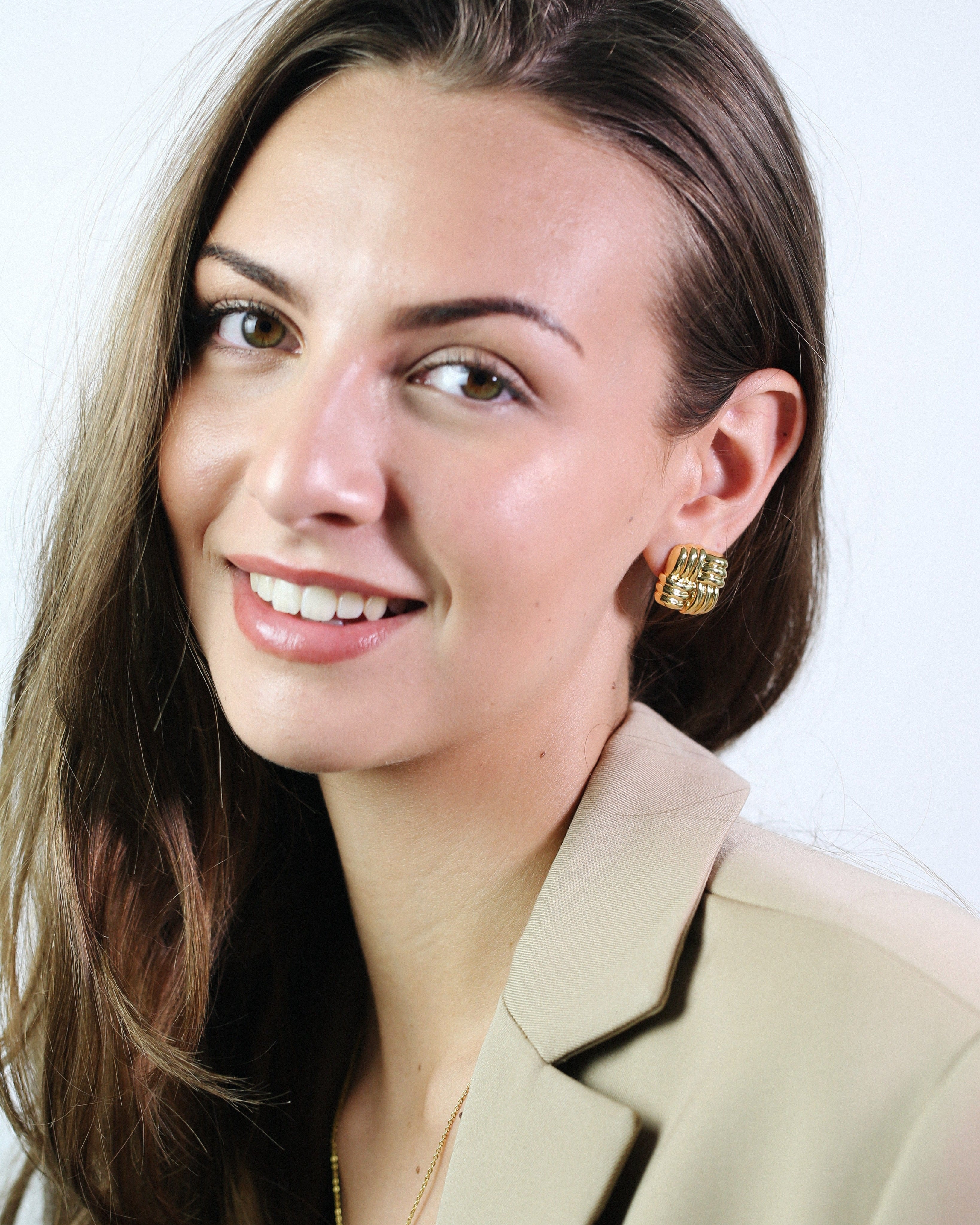 Square Woven Ear Studs